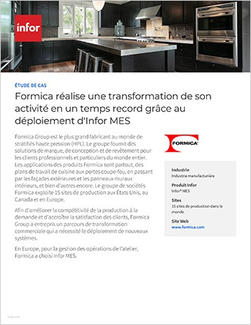 th Formica achieves business   transformation in record time with Infor MES deployment Case Study French   France