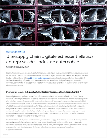 th A digital supply chain is essential   for automotive companies Executive Brief French France