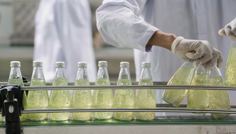 Bottles on a conveyor belt