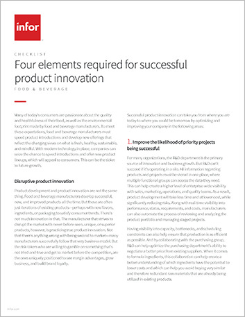 Four elements required for successful product innovation Checklist English