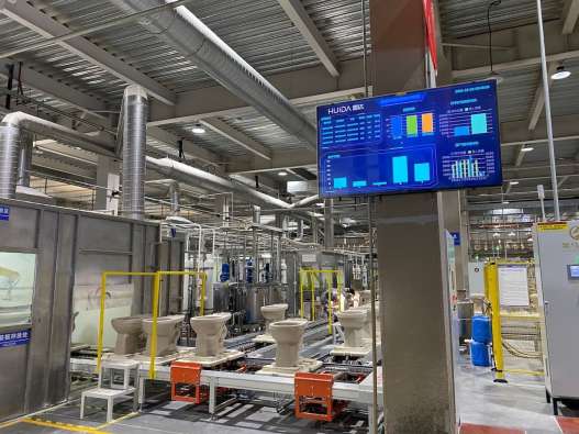 photo of the inside of the huida manufacturing plant making toilets