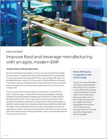 Improve food and beverage manufacturing with an agile modern ERP Executive Brief English