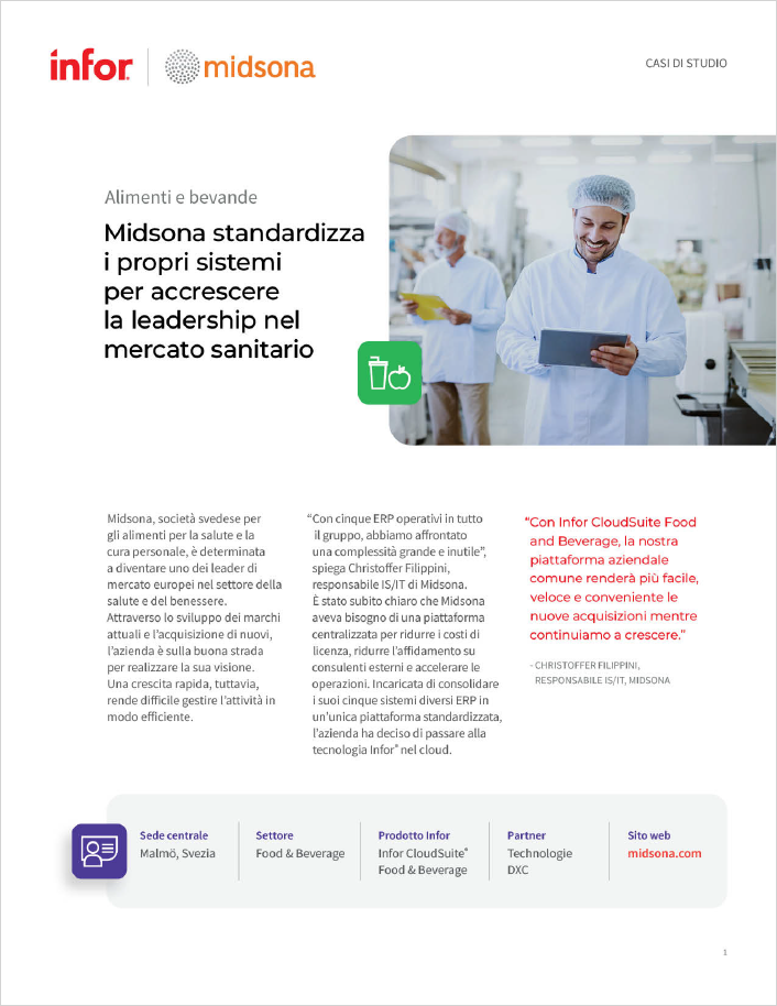 th Midsona standardizes   systems to grow health market leadership Case Study Italian