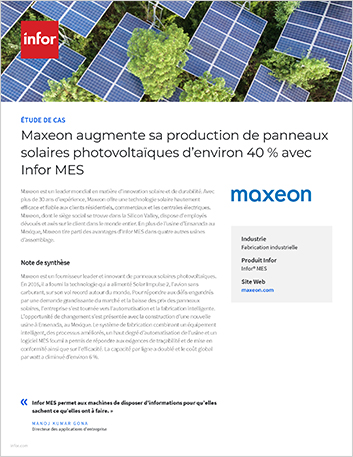 Maxeon increases solar PV output by   approximately 40 with Infor MES Case Study French France 457px
