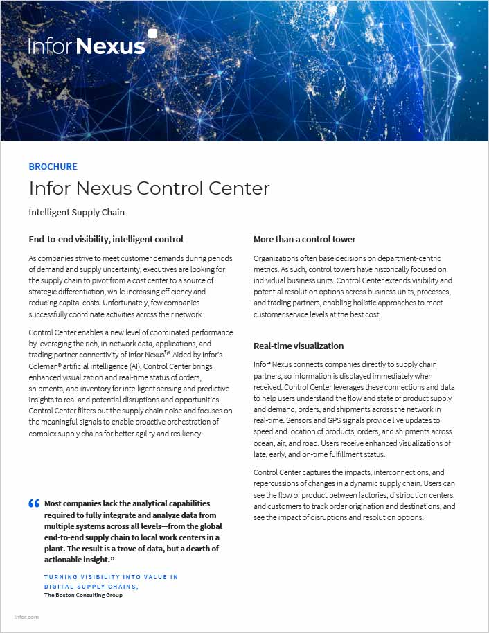 Infor Nexus Control Center Brochure English   