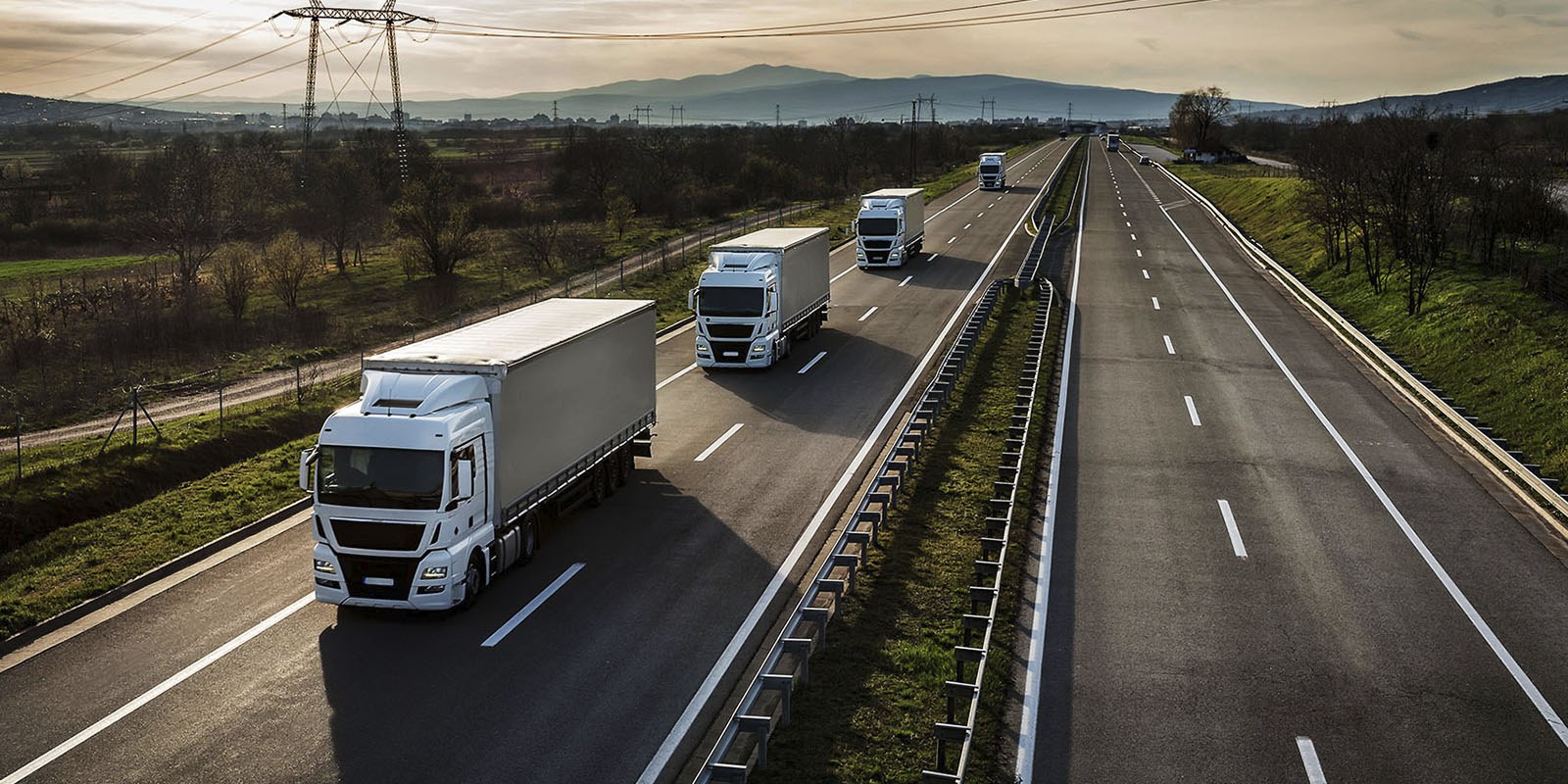 Caravan convoy semi trucks