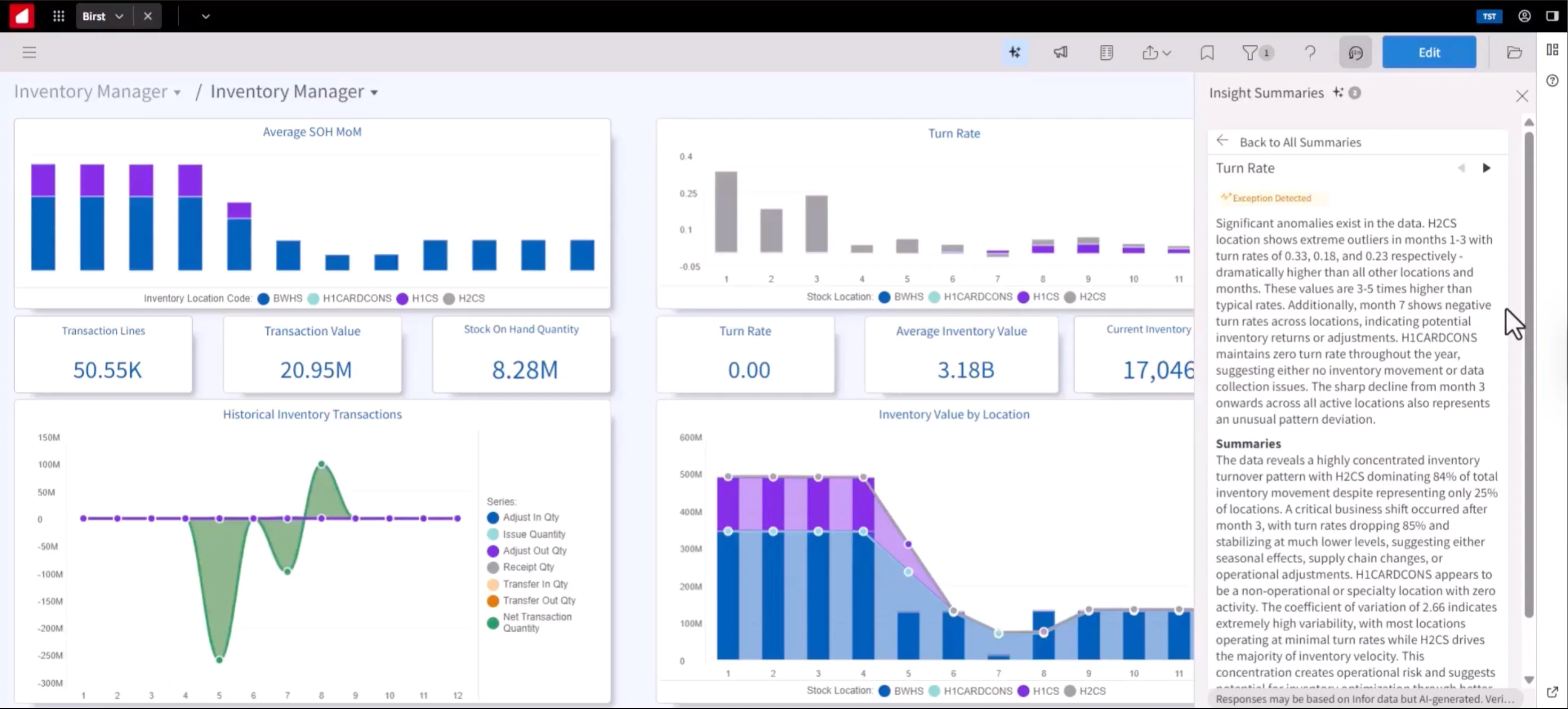 Infor GenAI embedded in Infor Birst