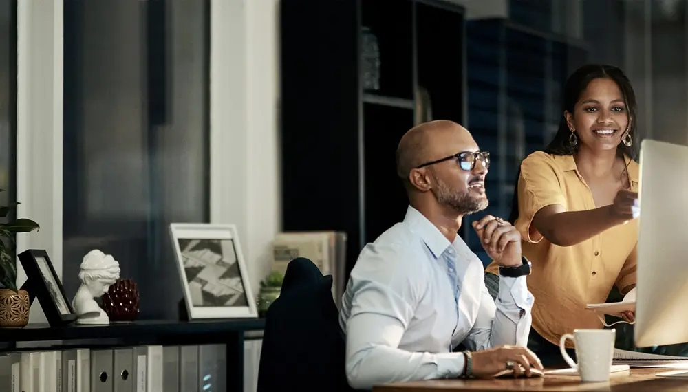 Business people talking coffee break modern office