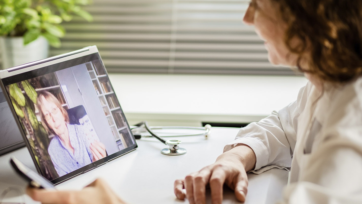 Patient and doctor in a telehealth appointment