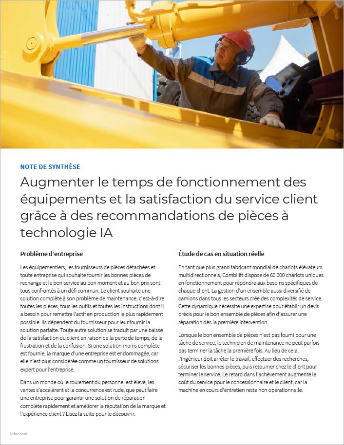 Increasing equipment uptime and customer
  service satisfaction with AI driven parts recommendations Executive Brief
  French 457px