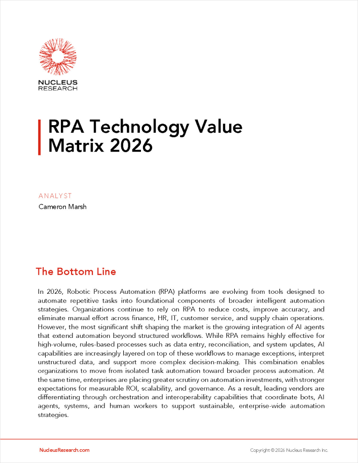 Infor RPA Nucleus Value Matrix - 2026