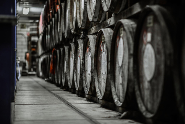 casks in rows warehouse