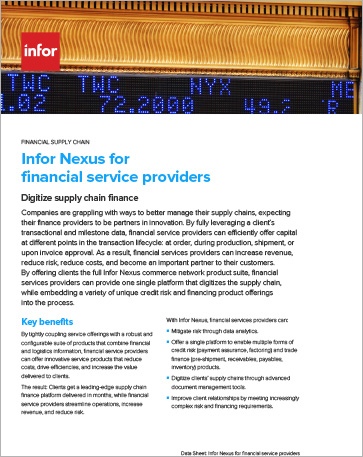 Infor Nexus for financial service providers Data Sheet English     