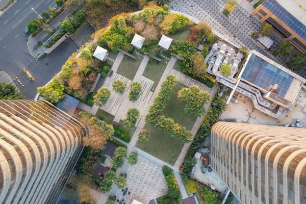 Topdown view greenspace