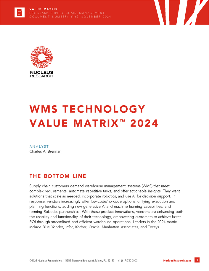 Nucleus WMS Technology Value Matrix 2023
  Analyst Report English 457px