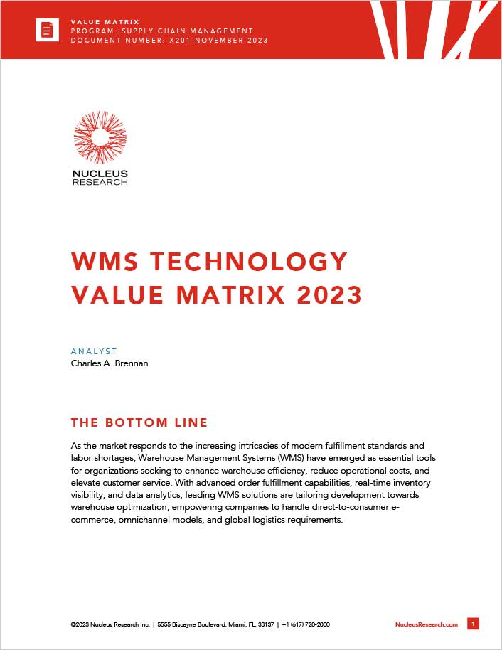 Nucleus WMS Technology Value Matrix 2023
  Analyst Report English 457px