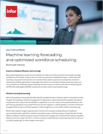 Machine learning forecasting and optimized workforce scheduling Solution Summary English