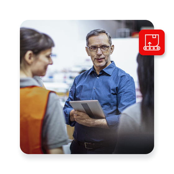 Warehouse, tablet and people teamwork for storage, inventory and supply chain management for b2b distribution