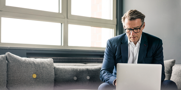 business man on a laptop