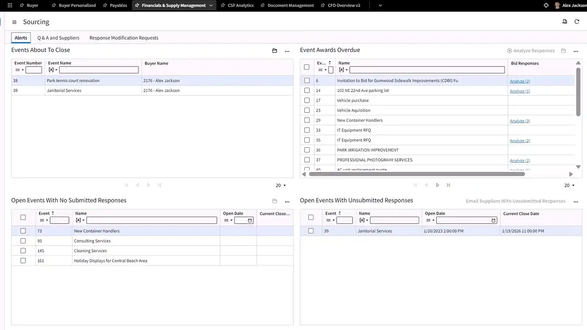 Infor public sector strategic sourcing software demo for government procurement teams