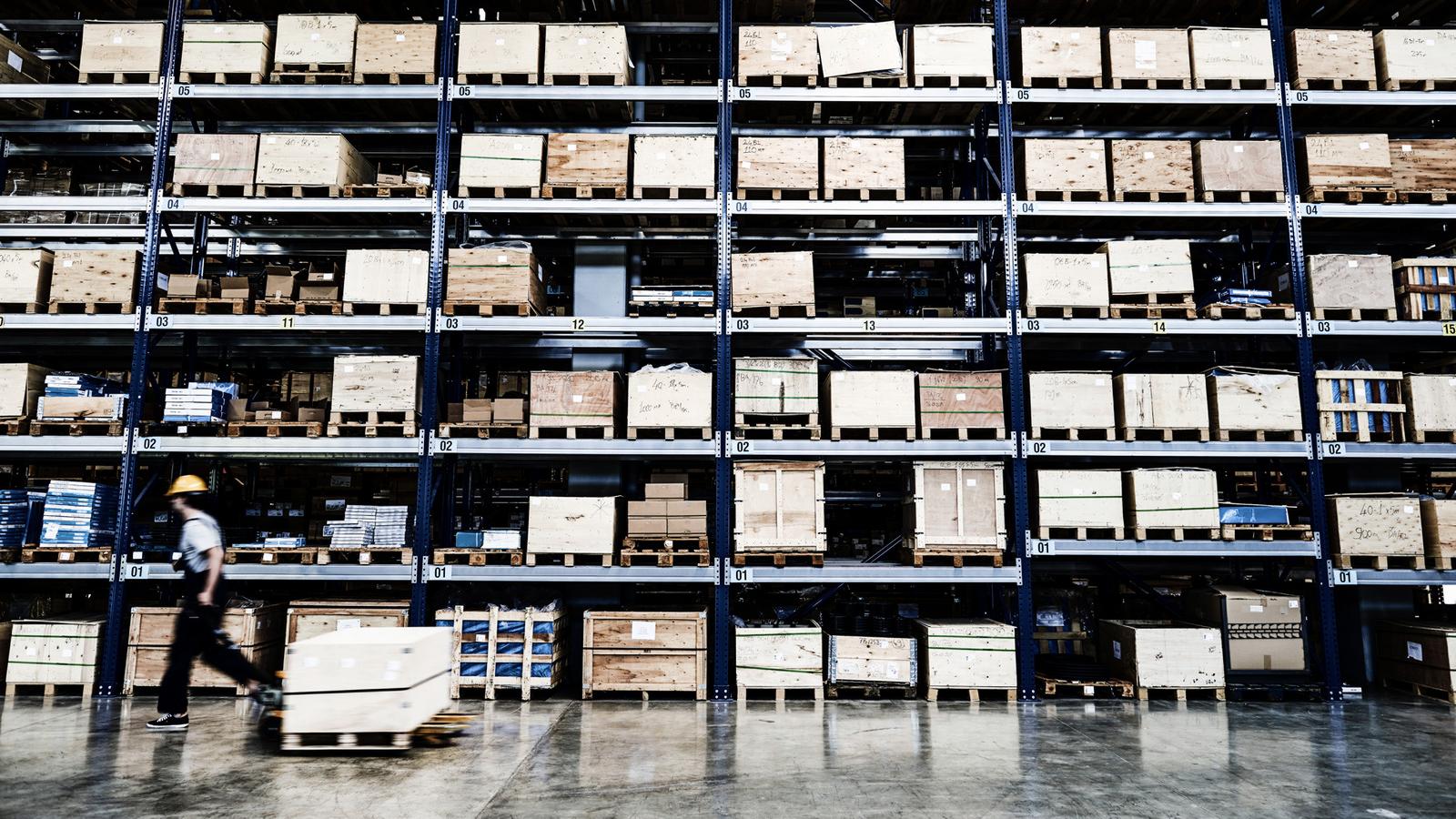 Pallets in a warehouse