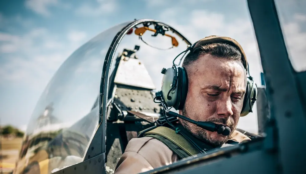 Pilot in the cockpit of Supermarine Spitfire
