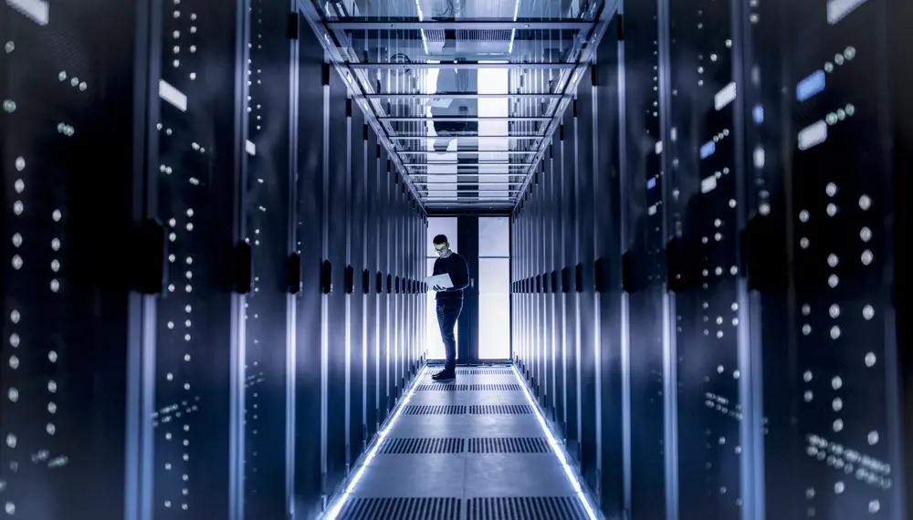 IT technician in a server room