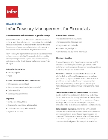 th Infor Treasury Management for Financials Data Sheet Spanish Spain 