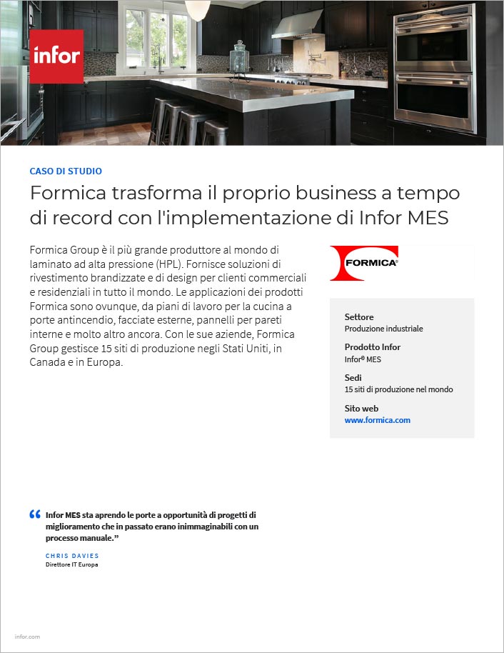 Formica achieves business transformation
  in record time with Infor MES deployment Case Study Italian 457px