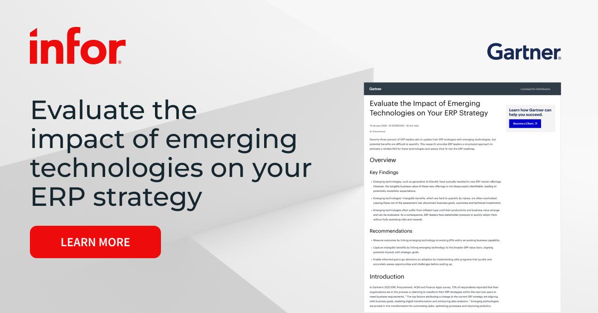 ERP tech evaluation framework | Gartner | Infor