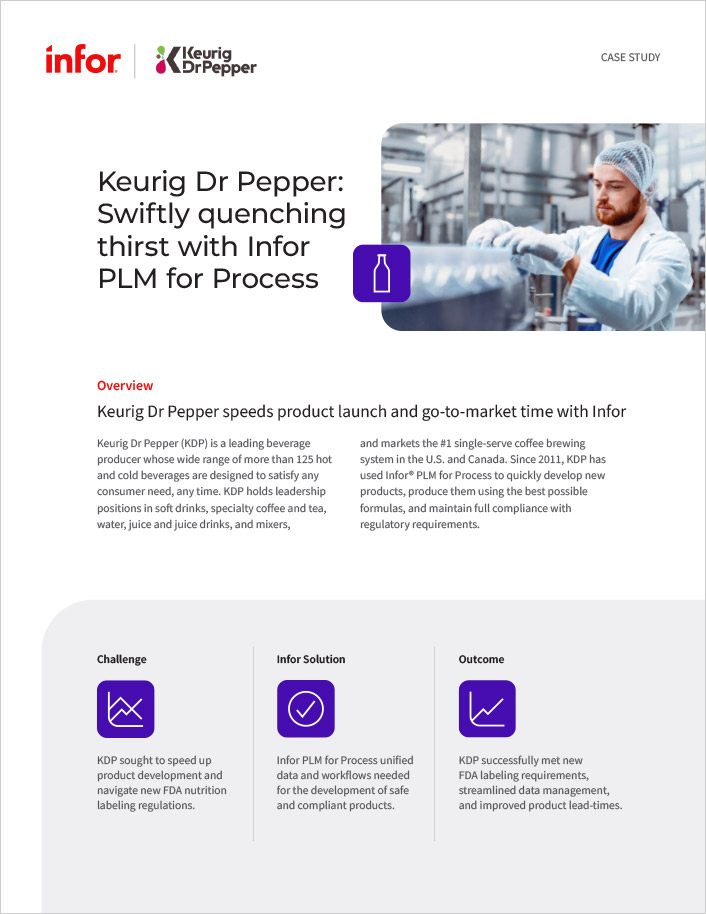  Keurig Dr Pepper Case Study Infor PLM for   Process Optiva Food and Beverage NA English    