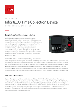 Infor 8100 Time Collection Device Data Sheet English