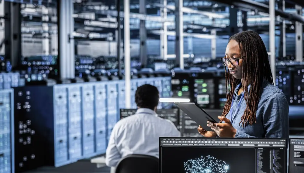 Employees in a data center 